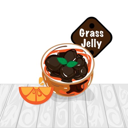 grass jelly graphic cup object food drinkのイラスト素材
