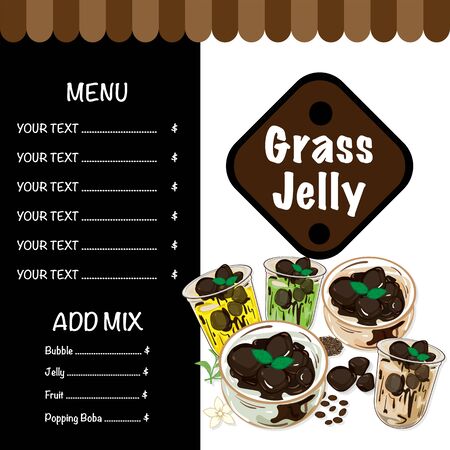 menu grass jelly graphic templateのイラスト素材