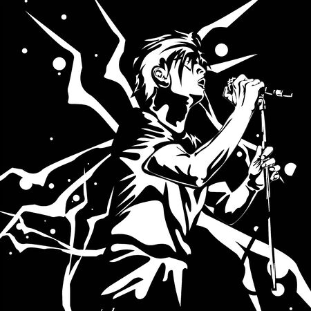 singer man music graphic action bandのイラスト素材