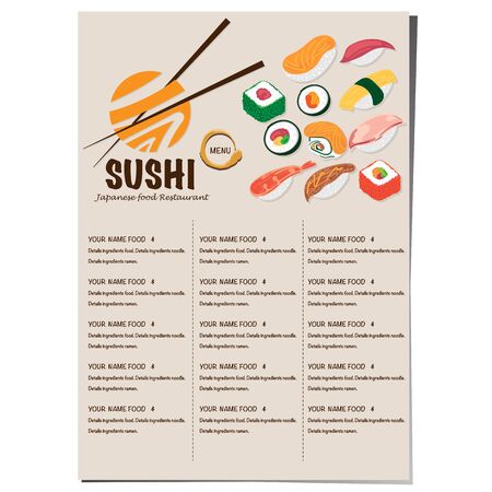 sushi japanese restaurant menu template design graphicのイラスト素材