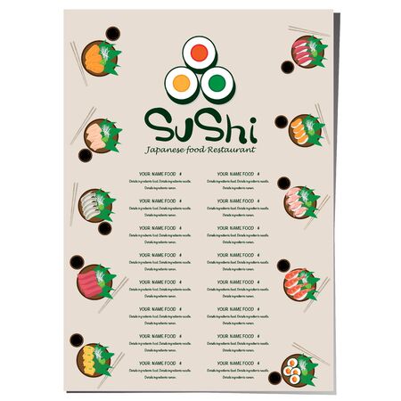 sushi japanese restaurant menu template design graphicのイラスト素材