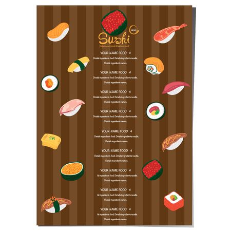 sushi japanese restaurant menu template design graphicのイラスト素材
