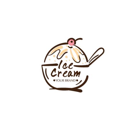 Ice cream dessert icon logo brand design graphic object.のイラスト素材