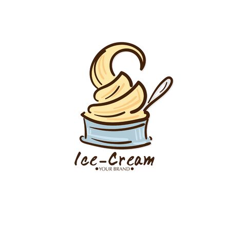 Ice cream dessert icon brand design graphic object.のイラスト素材