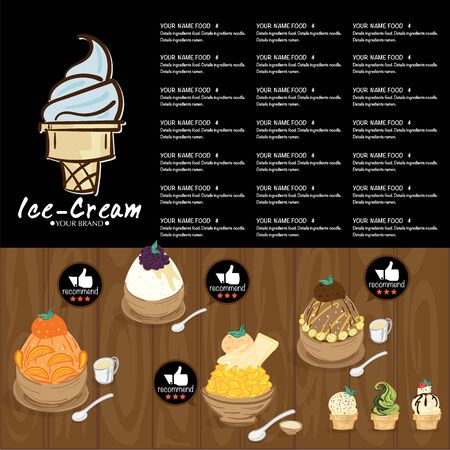 menu template Ice cream dessert reataurant brand designのイラスト素材