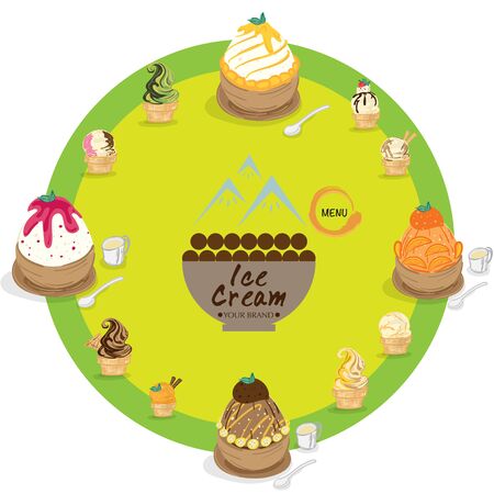 menu template Ice cream dessert restaurant brand designのイラスト素材