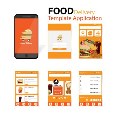 menu template application mobile food deliveryのイラスト素材