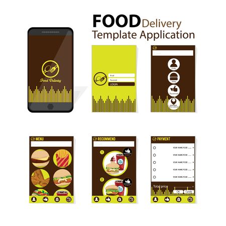 menu template application mobile food deliveryのイラスト素材