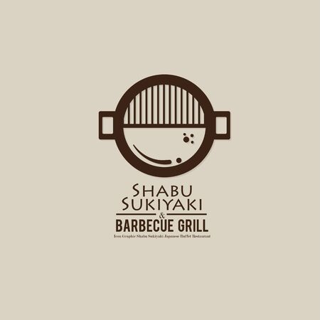 shabu sukiyaki and grill sign symbol logo icon food restaurantのイラスト素材