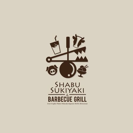 Shabu sukiyaki and grill sign symbol logo icon food restaurantのイラスト素材
