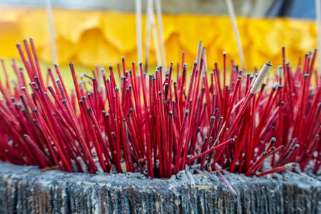 Incense Sticks, in a temple in Khao Kao Seng in Songkhla, Thailand, Asiaの写真素材
