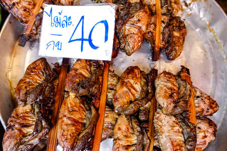 Thai delicacy, frogs on the Talad Rom Hoop market in Bangkok, Thailand, Asia
