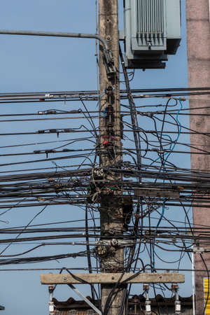 Power Lines in Krabi City, Thailand, Asiaの写真素材