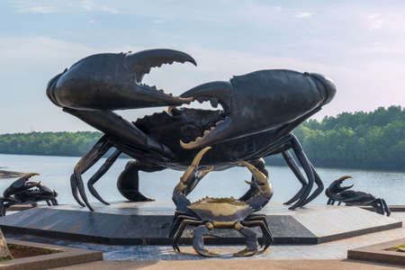 Crab sculpture in Krabi Town, Thailand, Asiaの写真素材