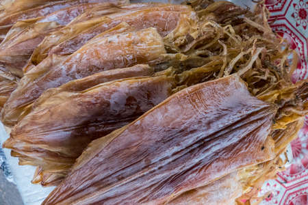 Dried Squid, at a market in Krabi, Province Krabi, Thailand, Asiaの写真素材