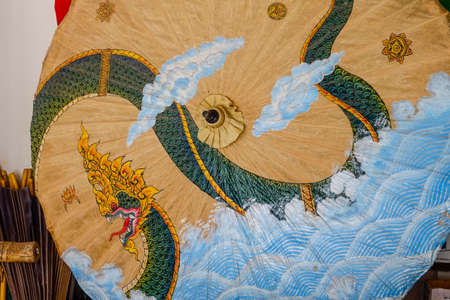 Umbrella factory in Bo Sang province Chiang Mai, Thailand, Asiaの写真素材