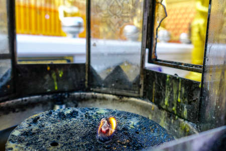 Burning Candles in Wat Phra That Doi Suthep, Temple, Chiang Mai, Northern Thailand, Thailand, Asiaの写真素材