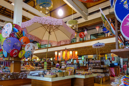 Umbrella factory in Bo Sang province Chiang Mai, Thailand, Asiaのeditorial素材