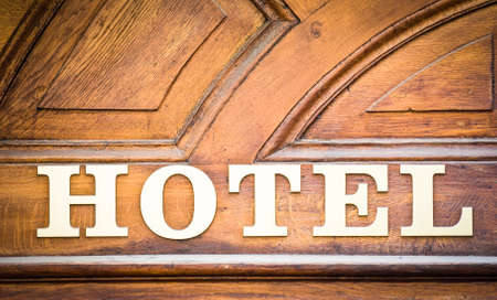 old hotel sign at a hotel in vienna - austriaの写真素材