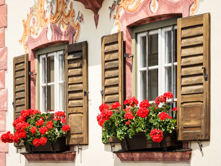 historic window at a town hall in rosenheimのeditorial素材