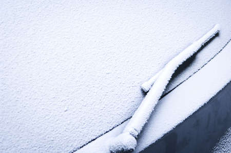 front window of a car in winter - space for textの写真素材