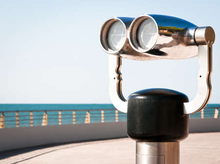 coin operated binoculars at a observation pointの写真素材