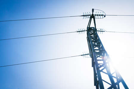 electricity pylon near romeの写真素材