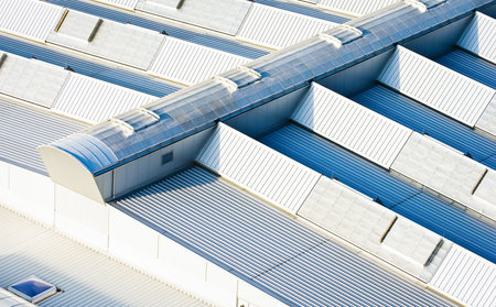 modern roof - made out of a hot air balloon - new factoryのeditorial素材