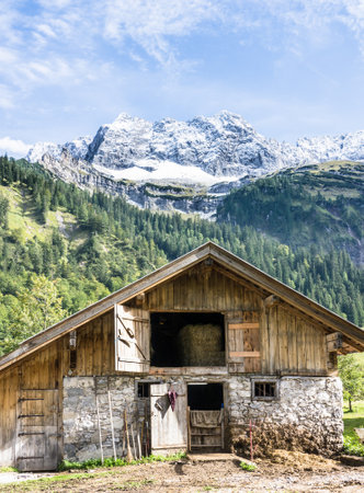 old farmhouse at the eng-alm - karwendel mountainsのeditorial素材