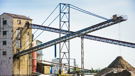 conveyor belts at a gravel quarryのeditorial素材