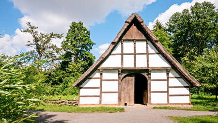 typical old half timbered facade at the altes land near hamburg - germanyの写真素材