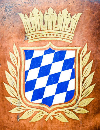 typical historic bavarian coat of arms - blue and white checkedの写真素材