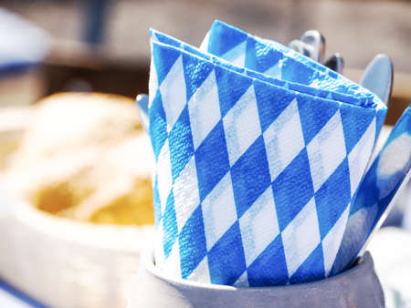 typical napkin and silverware at a bavarian beergarden