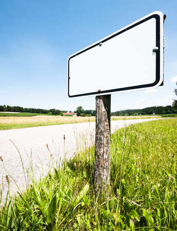 blank sign at a country roadの写真素材