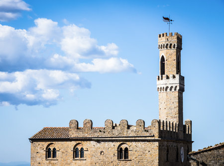 beautiful old city-hall in volterra - italyのeditorial素材