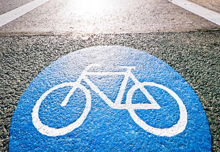 new bicycle lane at a streetの写真素材