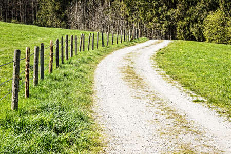 small country road and curveの写真素材