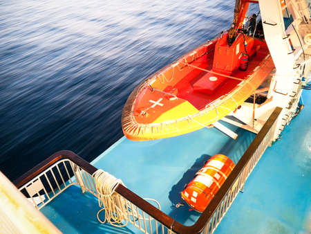 lifeboat at a ferryの写真素材