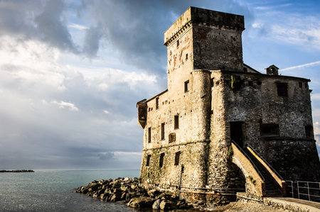 tower in italy  rapallo のeditorial素材