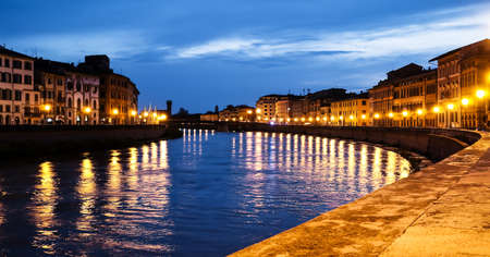 pisa at night - famous canalの写真素材