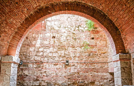 old brick wall at a churchの写真素材