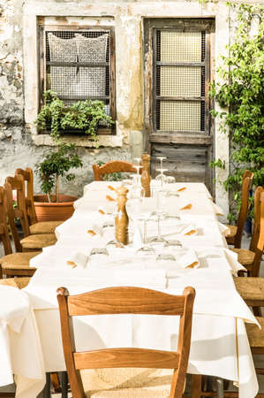 restaurant table in italyの写真素材