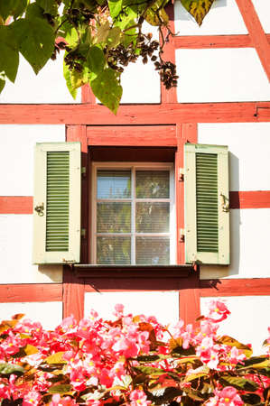 part of a historic half-timbered facadeの写真素材