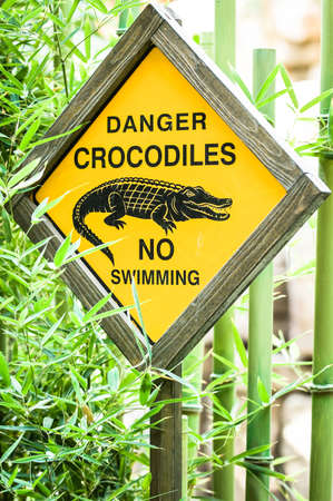 crocodile warning sign - closeupの写真素材
