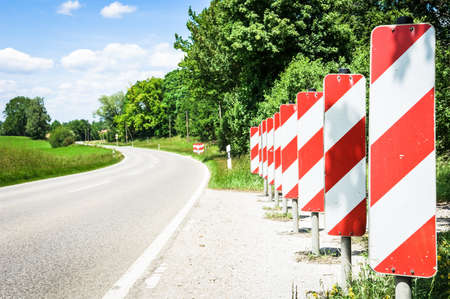 modern road marker at a country roadの写真素材