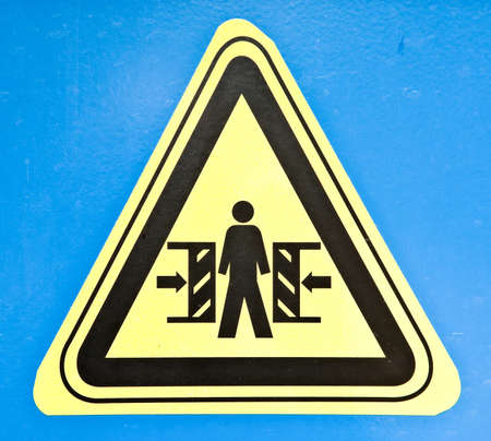 warning sign at an automatic doorの写真素材