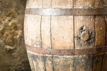 old wooden wine cask at a farmhouseの写真素材