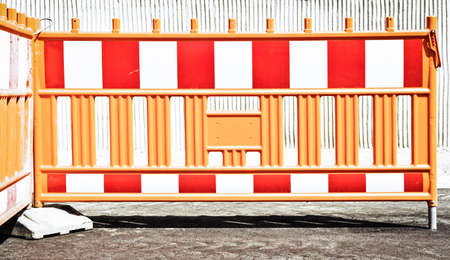 security barrier at a road construction siteの写真素材