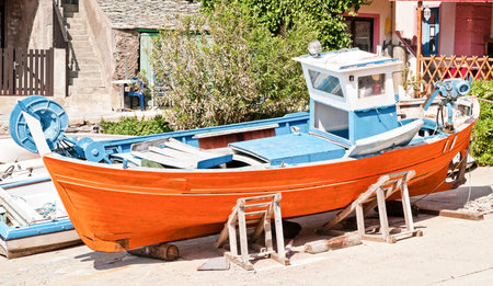 old trawler at a portのeditorial素材