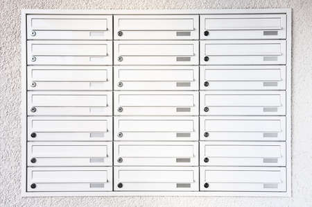 modern letter boxes at a plattenbauの写真素材
